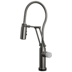 Brizo Odin Mezcladora Articulante SmartTouch® con Manguera Integrada — Acero Luxe — Perilla de Concreto