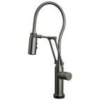 Brizo Odin Mezcladora Articulante SmartTouch® con Manguera Integrada — Acero Luxe — Perilla Metálica