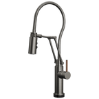 Brizo Odin Mezcladora Articulante SmartTouch® con Manguera Integrada — Acero Luxe — Manija de Madera