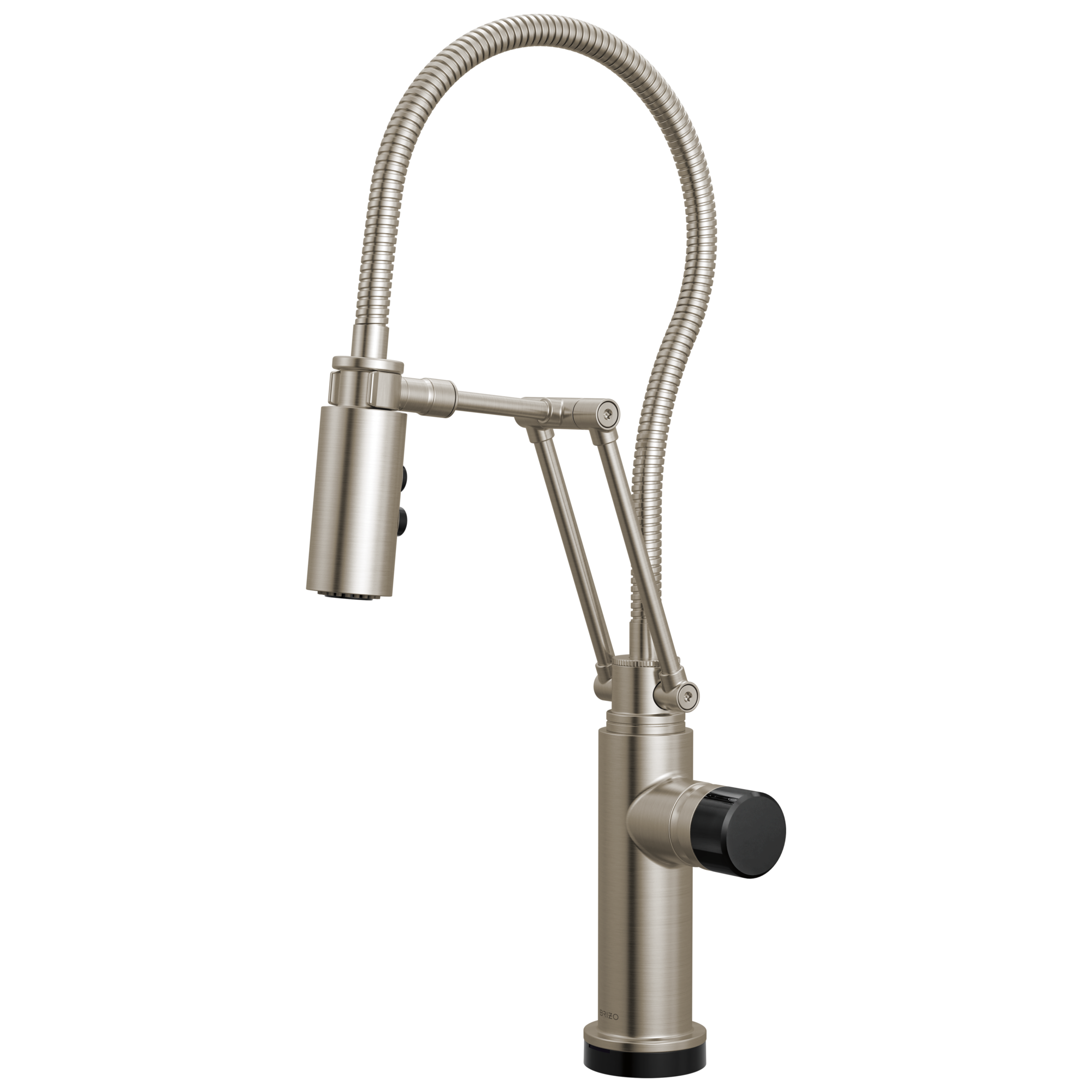 Brizo Odin Mezcladora Articulante SmartTouch® con Manguera Integrada — Acero Inoxidable — Perilla con Cristal Negro