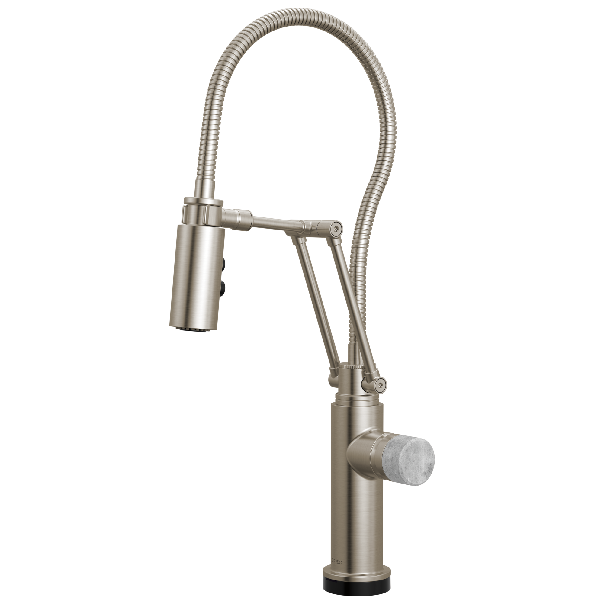 Brizo Odin Mezcladora Articulante SmartTouch® con Manguera Integrada — Acero Inoxidable — Perilla de Concreto