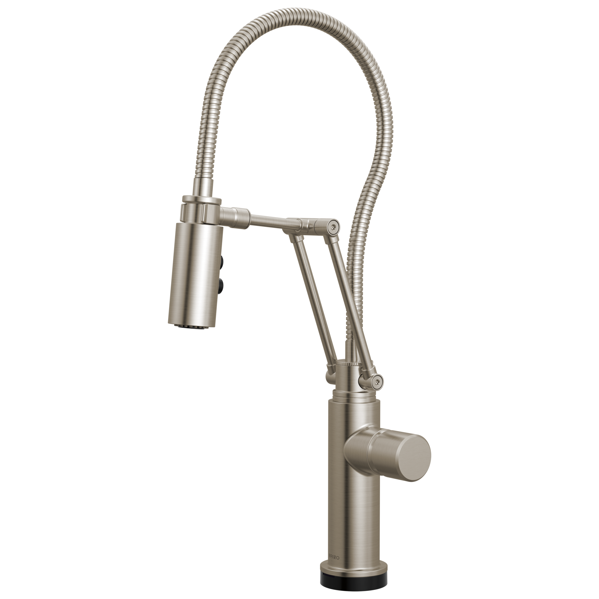 Brizo Odin Mezcladora Articulante SmartTouch® con Manguera Integrada — Acero Inoxidable — Perilla Metálica