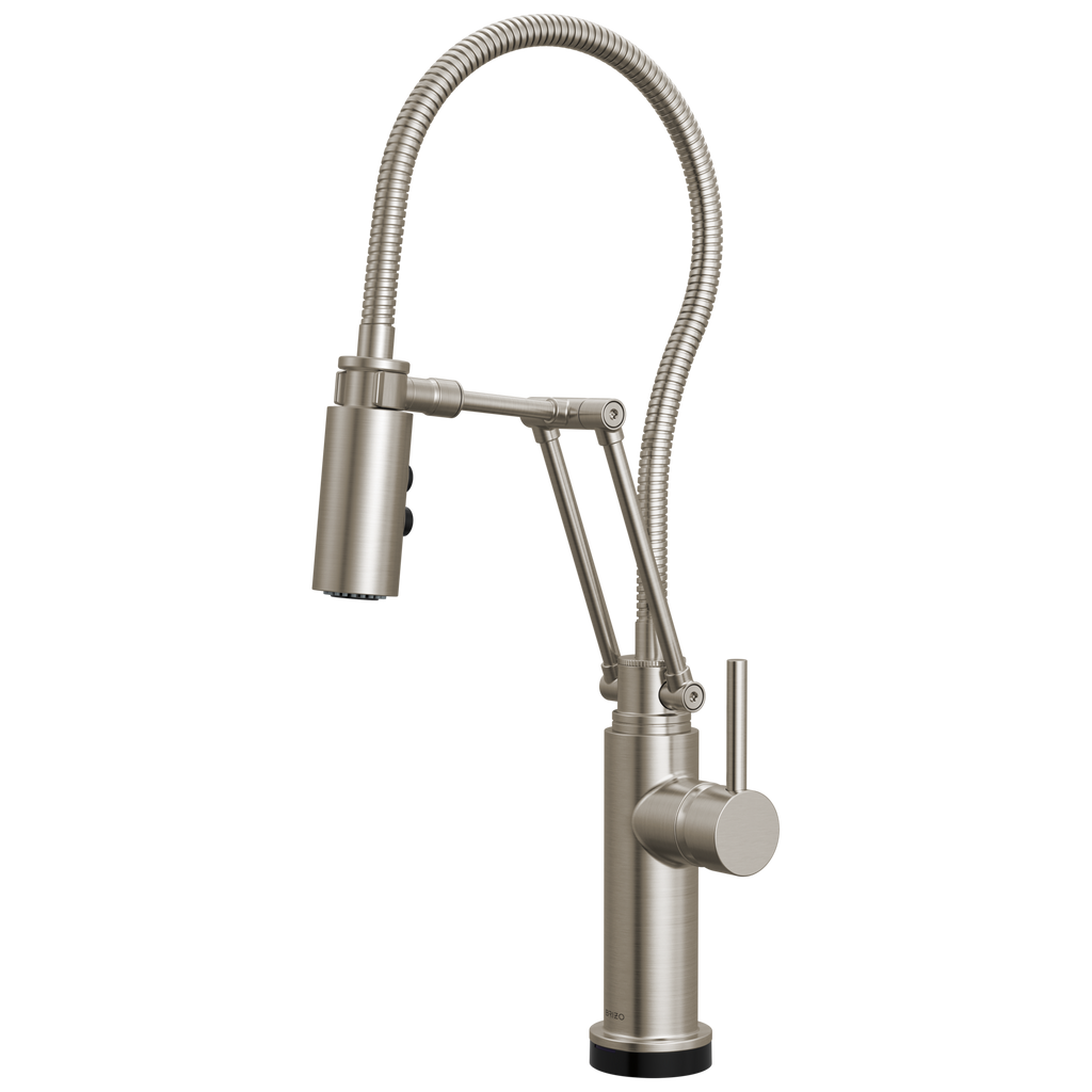 Brizo Odin Mezcladora Articulante SmartTouch® con Manguera Integrada — Acero Inoxidable — Manija Metálica