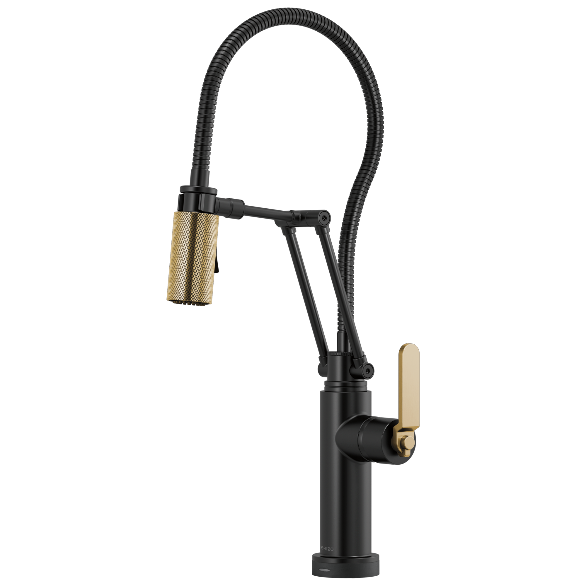 Brizo Litze Mezcladora Articulante SmartTouch® con Manguera Integrada (64144LF) — Negro Mate/Oro Luxe