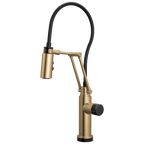 Brizo Odin Mezcladora Articulante SmartTouch® — Oro Luxe — Perilla con Cristal Negro