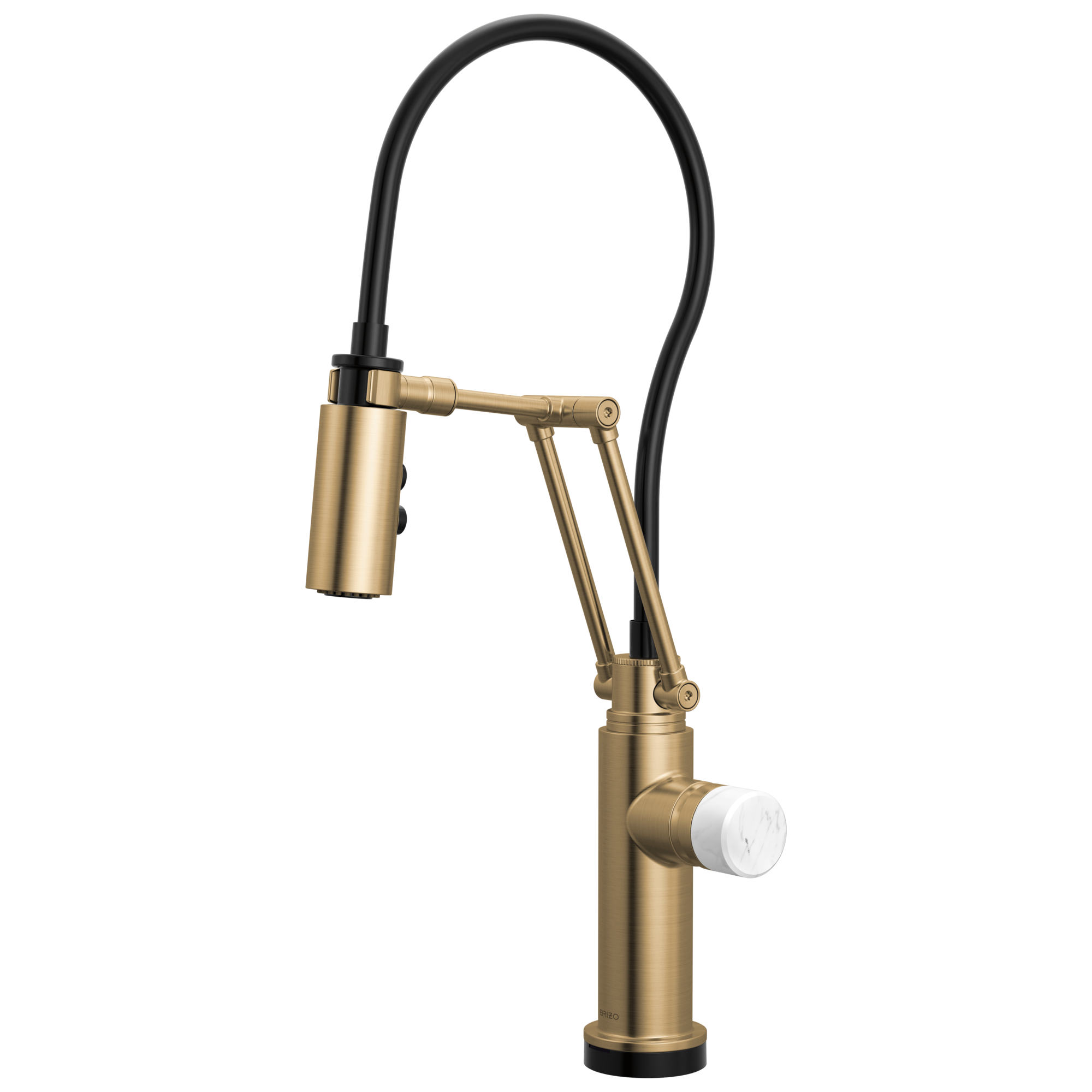 Brizo Odin Mezcladora Articulante SmartTouch® — Oro Luxe — Perilla de Mármol Blanco