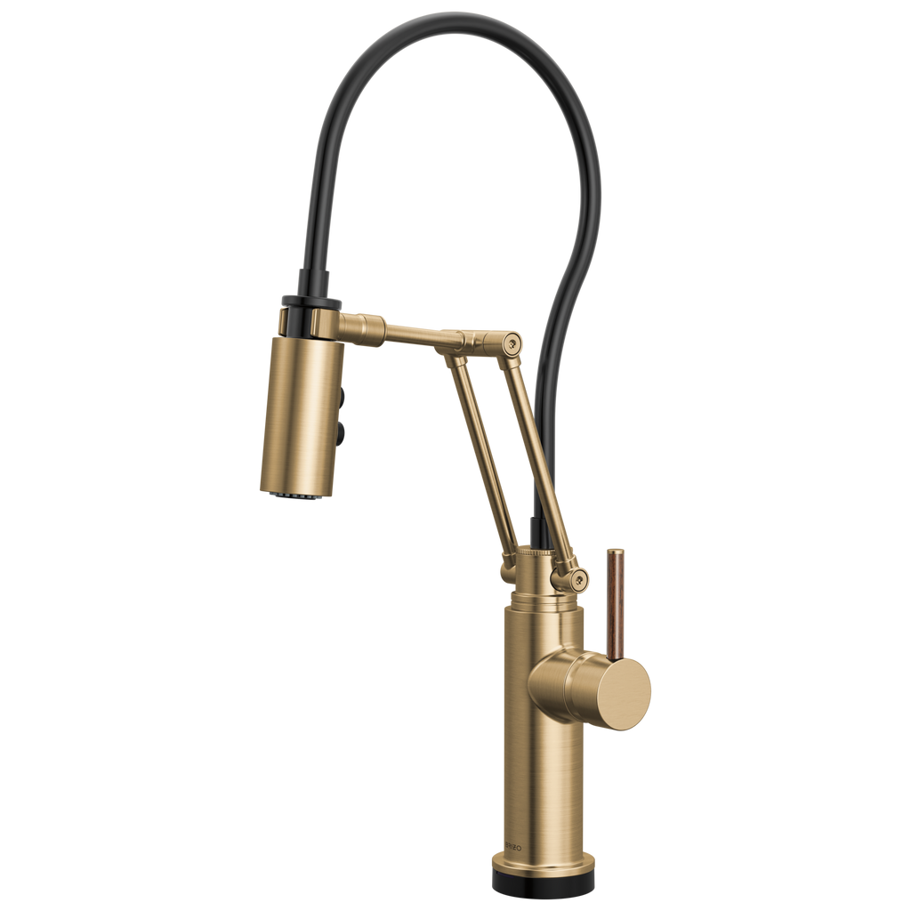 Brizo Odin Mezcladora Articulante SmartTouch® — Oro Luxe — Manija de Madera