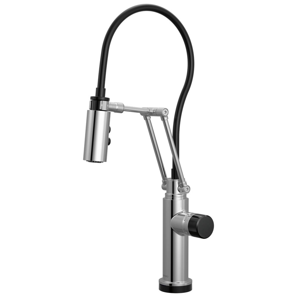 Brizo Odin Mezcladora Articulante SmartTouch® — Cromo — Perilla con Cristal Negro