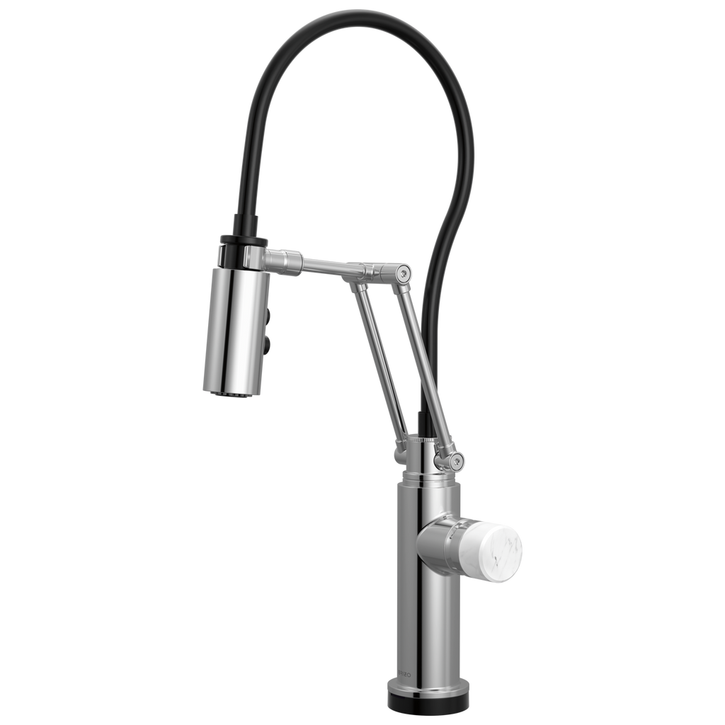 Brizo Odin Mezcladora Articulante SmartTouch® — Cromo — Perilla de Mármol Blanco