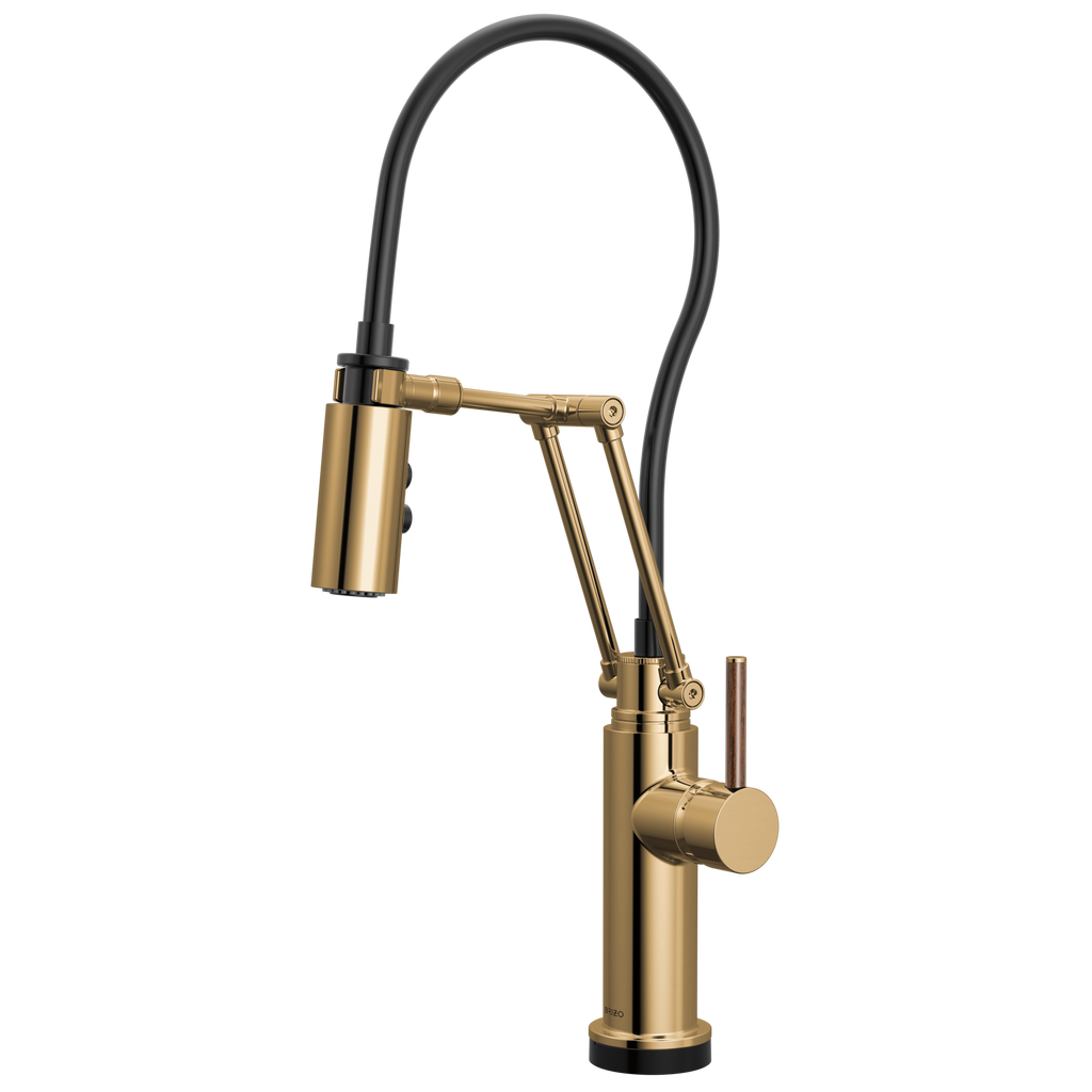Brizo Odin Mezcladora Articulante SmartTouch® — Oro Pulido — Manija de Madera