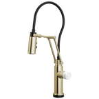 Brizo Odin Mezcladora Articulante SmartTouch® — Níquel Pulido — Perilla de Mármol Blanco