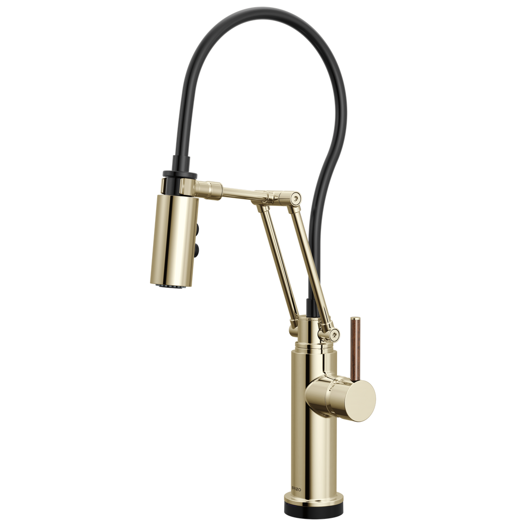 Brizo Odin Mezcladora Articulante SmartTouch® — Níquel Pulido — Manija de Madera