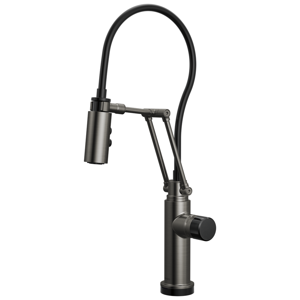 Brizo Odin Mezcladora Articulante SmartTouch® — Acero Luxe — Perilla con Cristal Negro