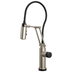Brizo Odin Mezcladora Articulante SmartTouch® — Acero Inoxidable — Perilla con Cristal Negro