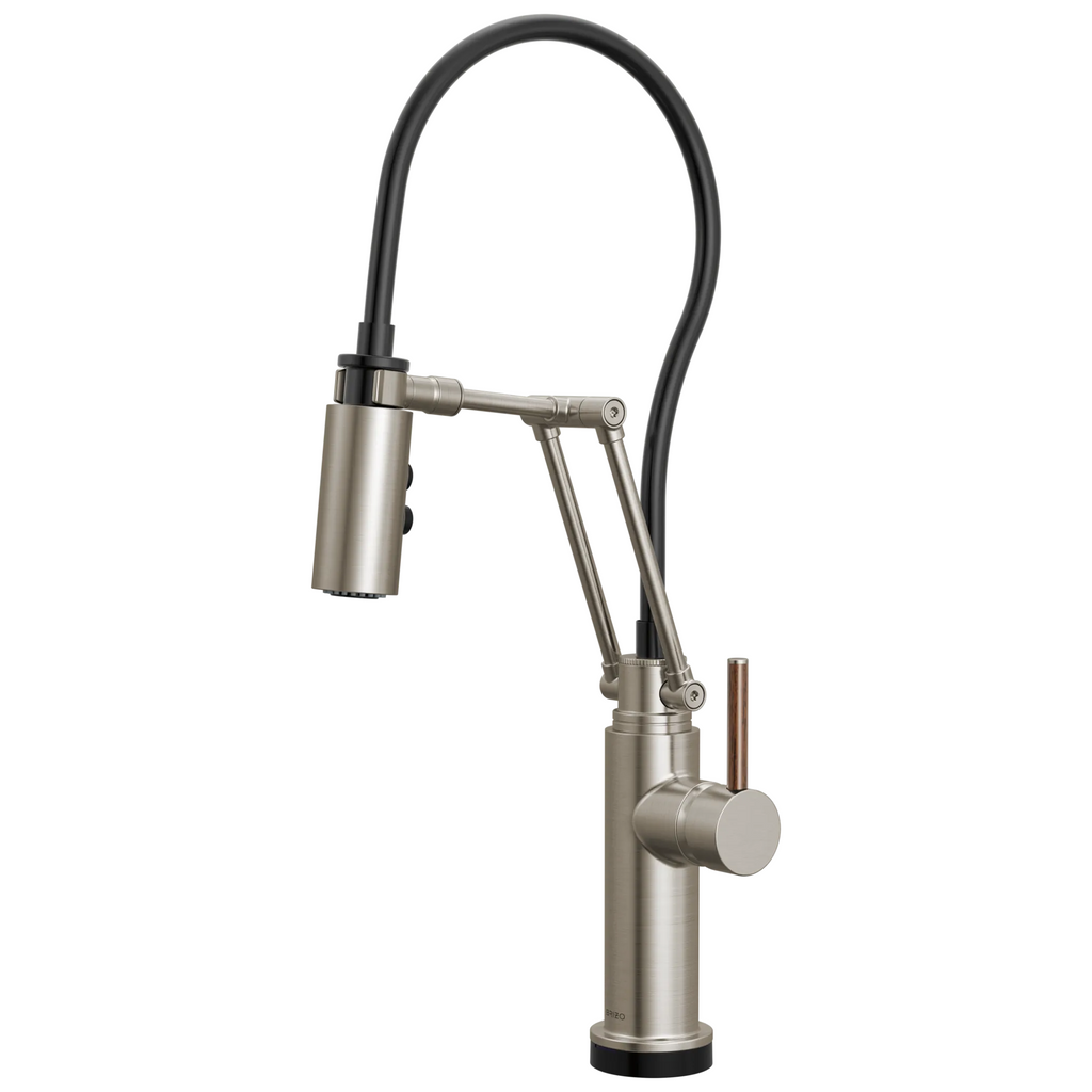 Brizo Odin Mezcladora Articulante SmartTouch® — Acero Inoxidable — Manija de Madera