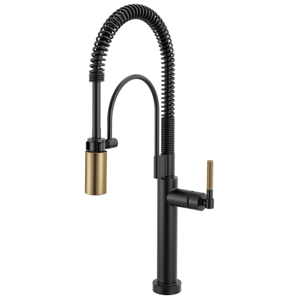 Brizo Litze Mezcladora Semi-Profesional SmartTouch® — Manija Knurled — Negro Mate/Oro Luxe