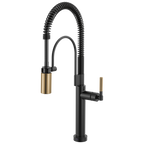 Brizo Litze Mezcladora Semi-Profesional SmartTouch® — Manija Knurled — Negro Mate/Oro Luxe