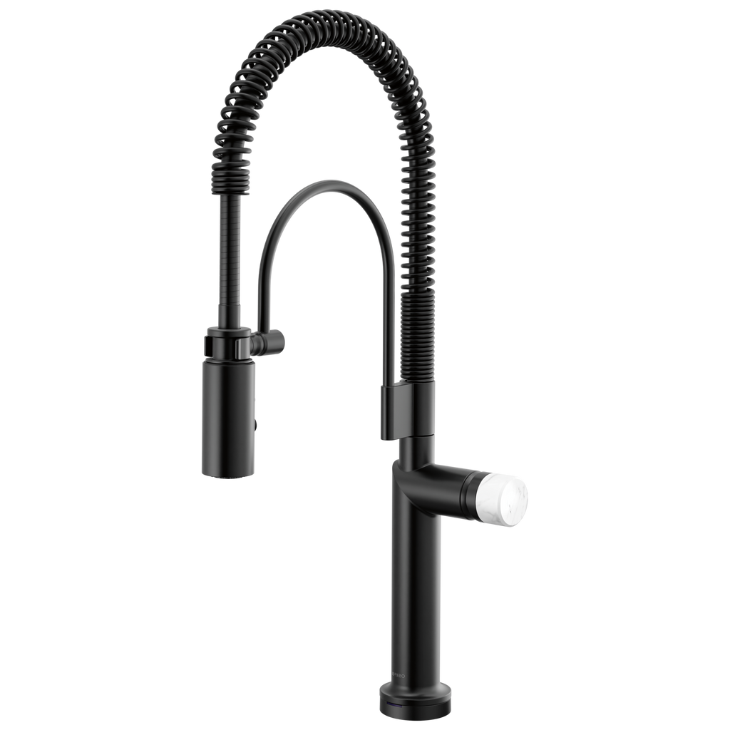 Brizo Odin Mezcladora Semi-Profesional SmartTouch® — Negro Mate — Perilla de Mármol Blanco