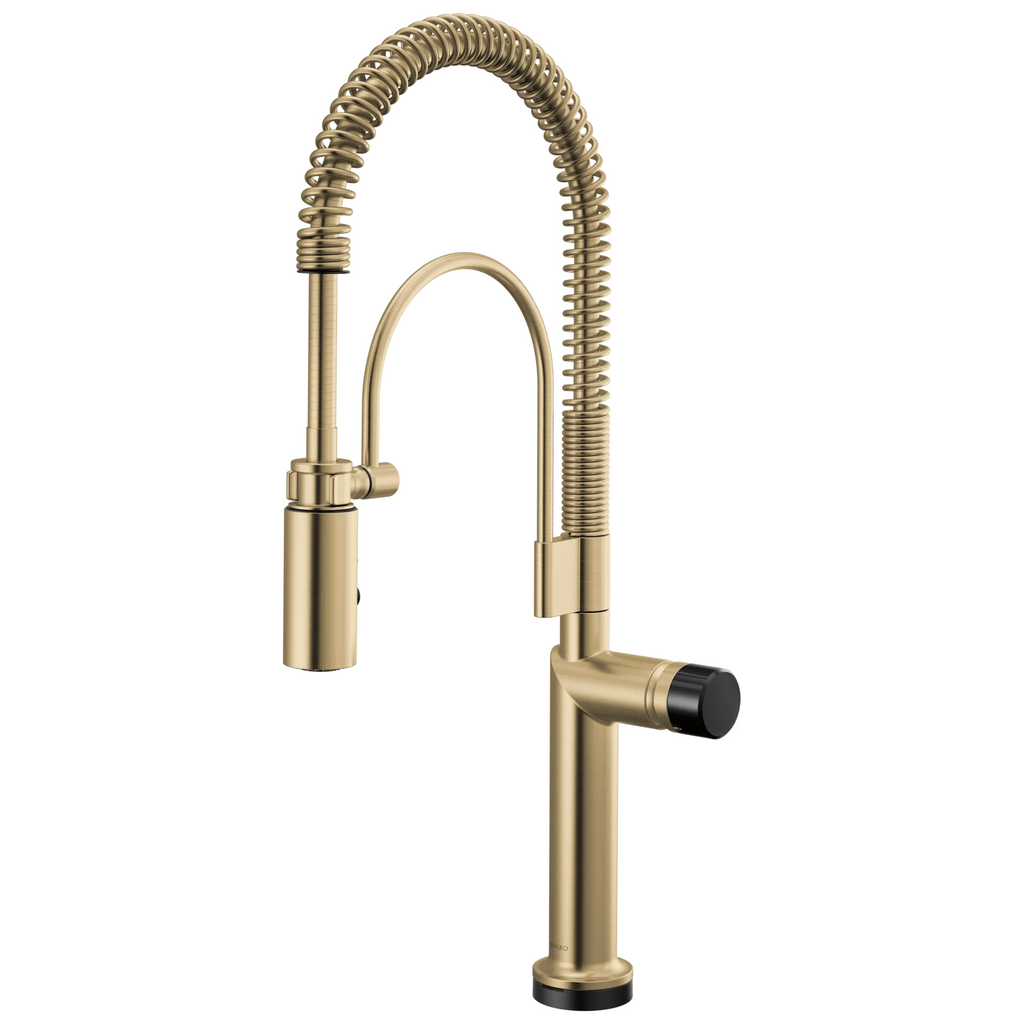 Brizo Odin Mezcladora Semi-Profesional SmartTouch® — Oro Luxe — Perilla con Cristal Negro
