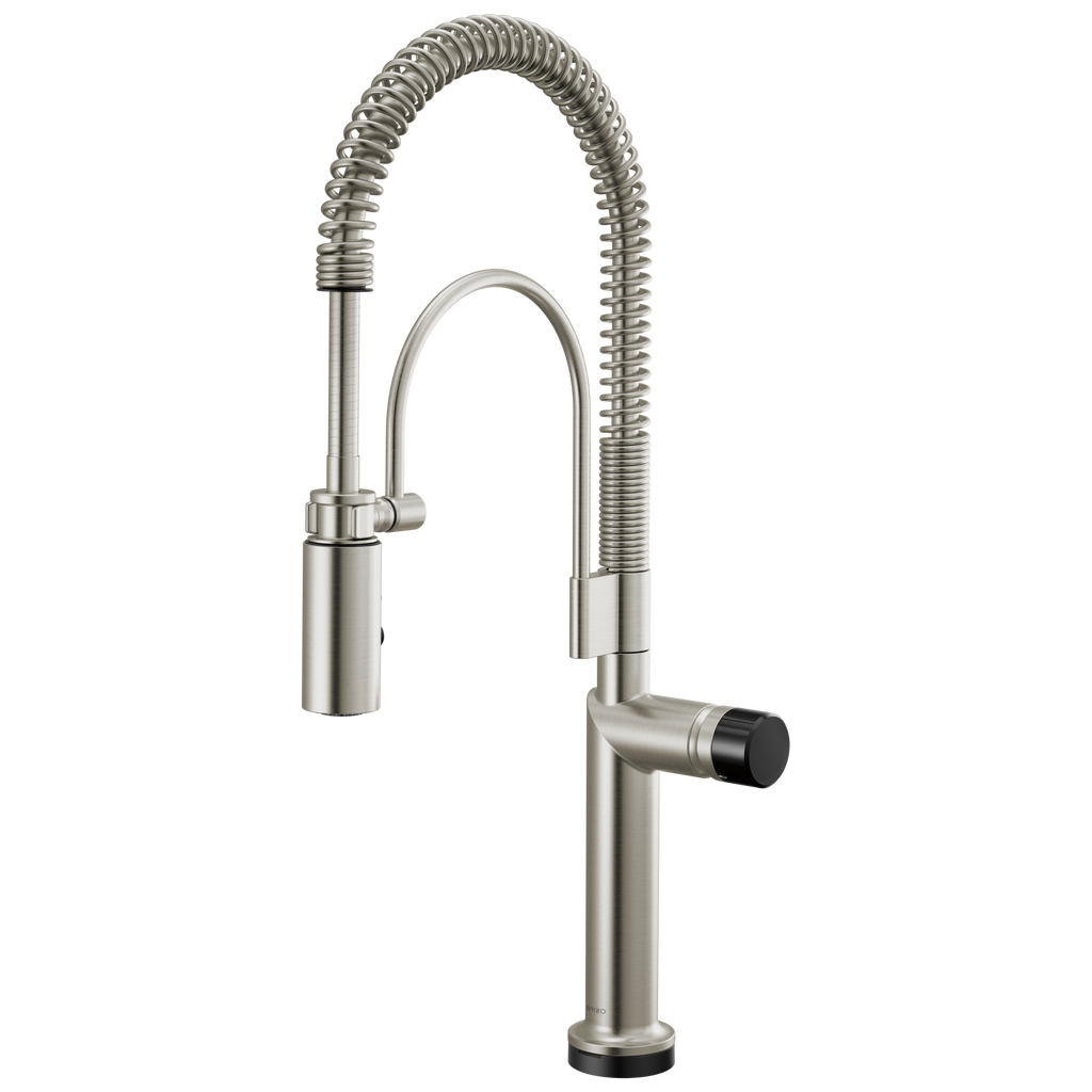 Brizo Odin Mezcladora Semi-Profesional SmartTouch® — Acero Inoxidable — Perilla con Cristal Negro
