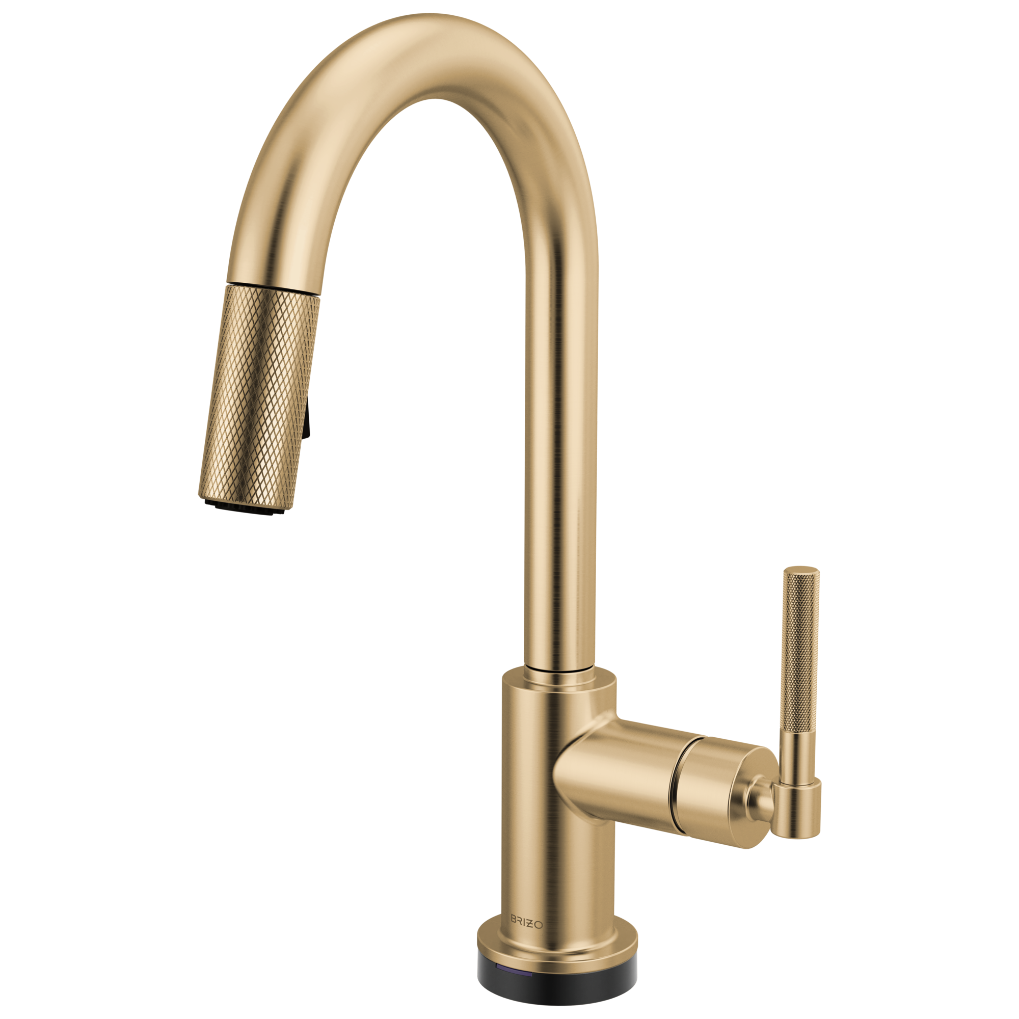 Brizo Litze Mezcladora Prep Extraíble SmartTouch® — Surtidor en Arco, Manija Knurled — Oro Luxe