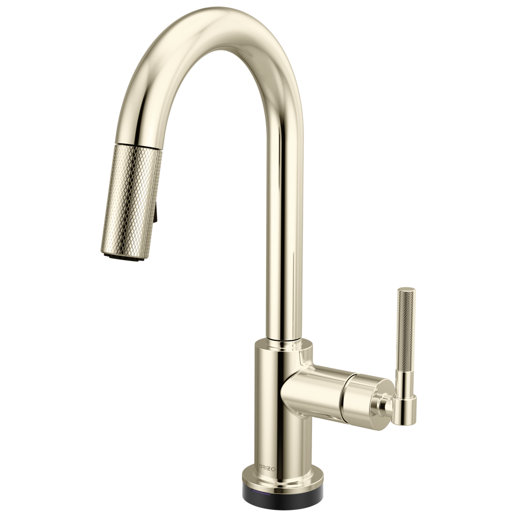 Brizo Litze Mezcladora Prep Extraíble SmartTouch® — Surtidor en Arco, Manija Knurled — Níquel Pulido