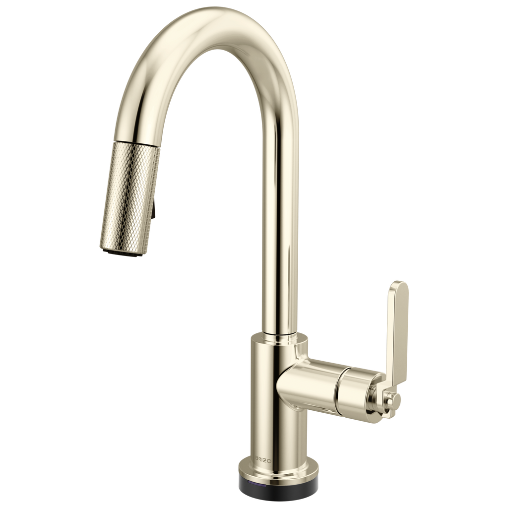 Brizo Litze Mezcladora Prep Extraíble SmartTouch® — Surtidor en Arco, Manija Industrial — Níquel Pulido
