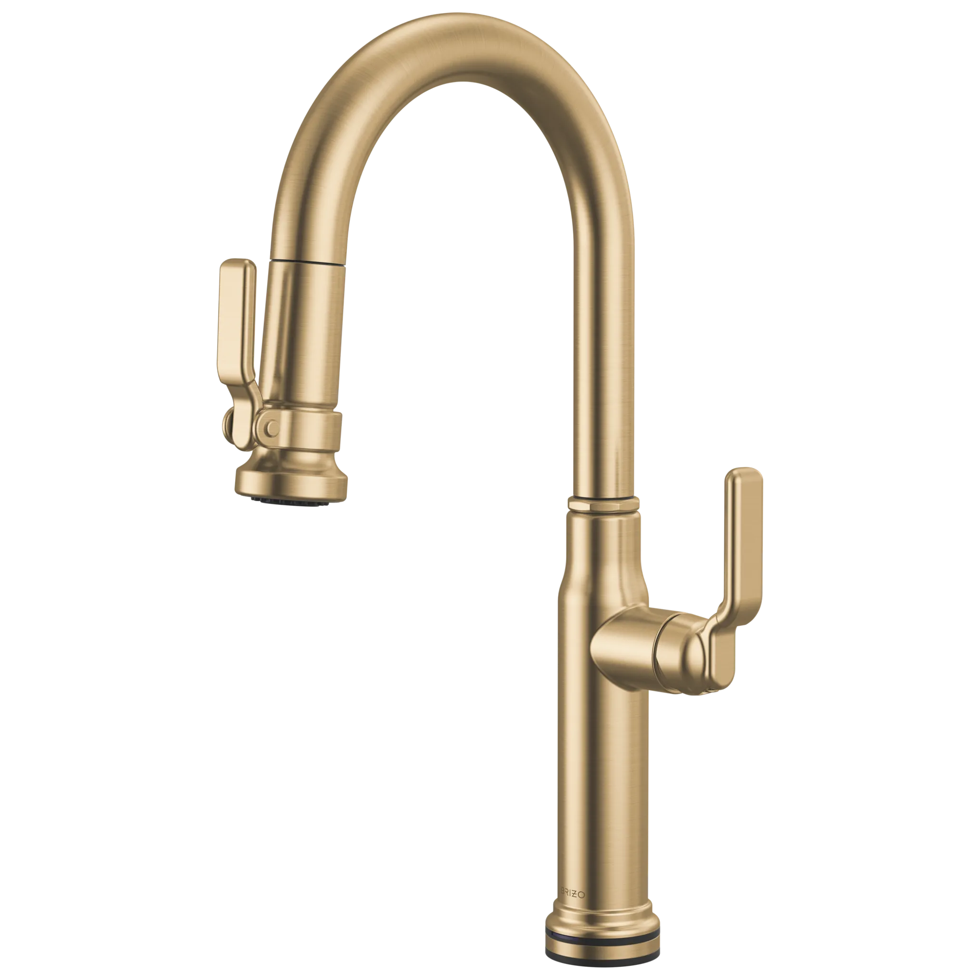 Brizo Faircroft Mezcladora Prep Extraíble SmartTouch® — Surtidor en Arco — Oro Luxe — Manija Industrial
