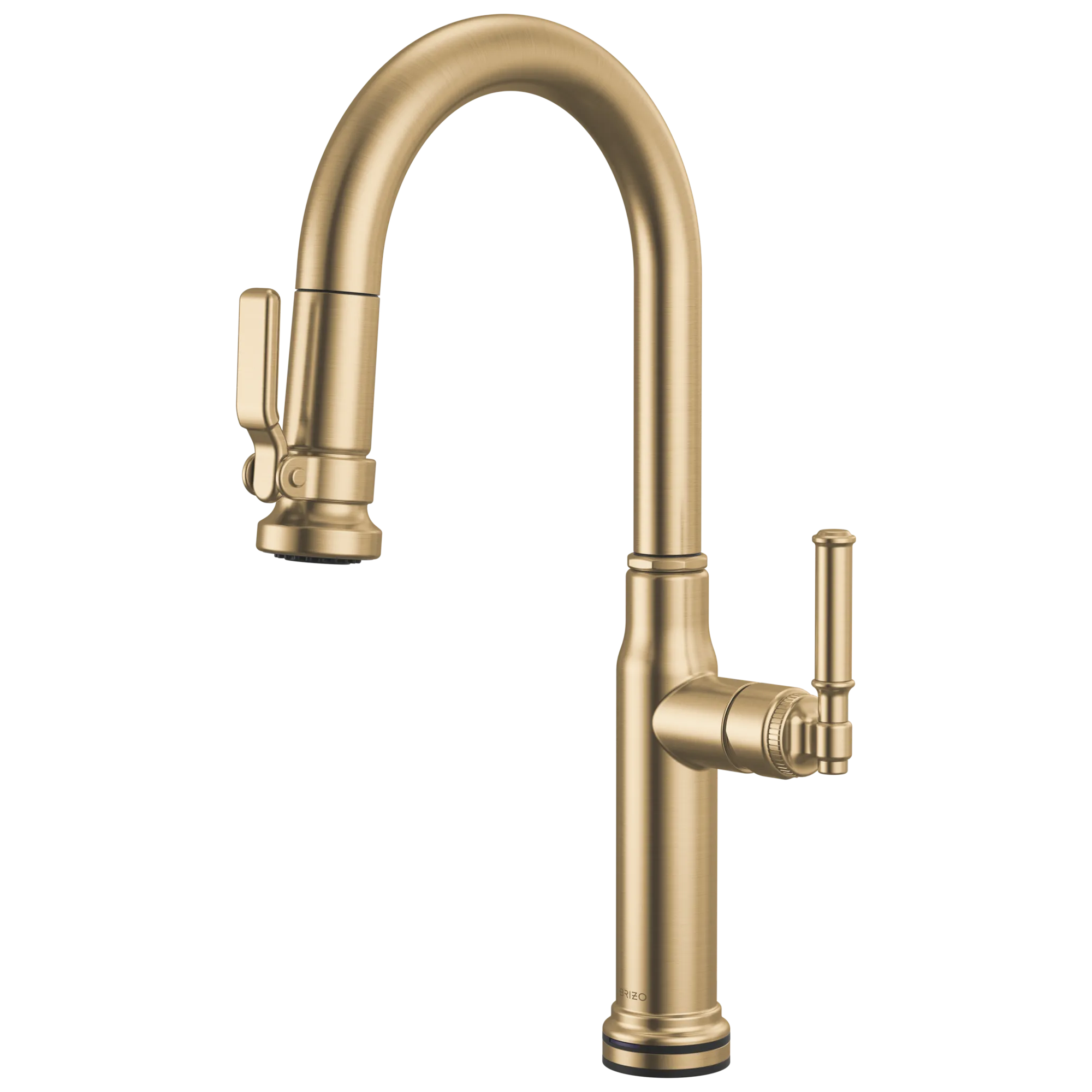 Brizo Faircroft Mezcladora Prep Extraíble SmartTouch® — Surtidor en Arco — Oro Luxe — Manija Coin Edge