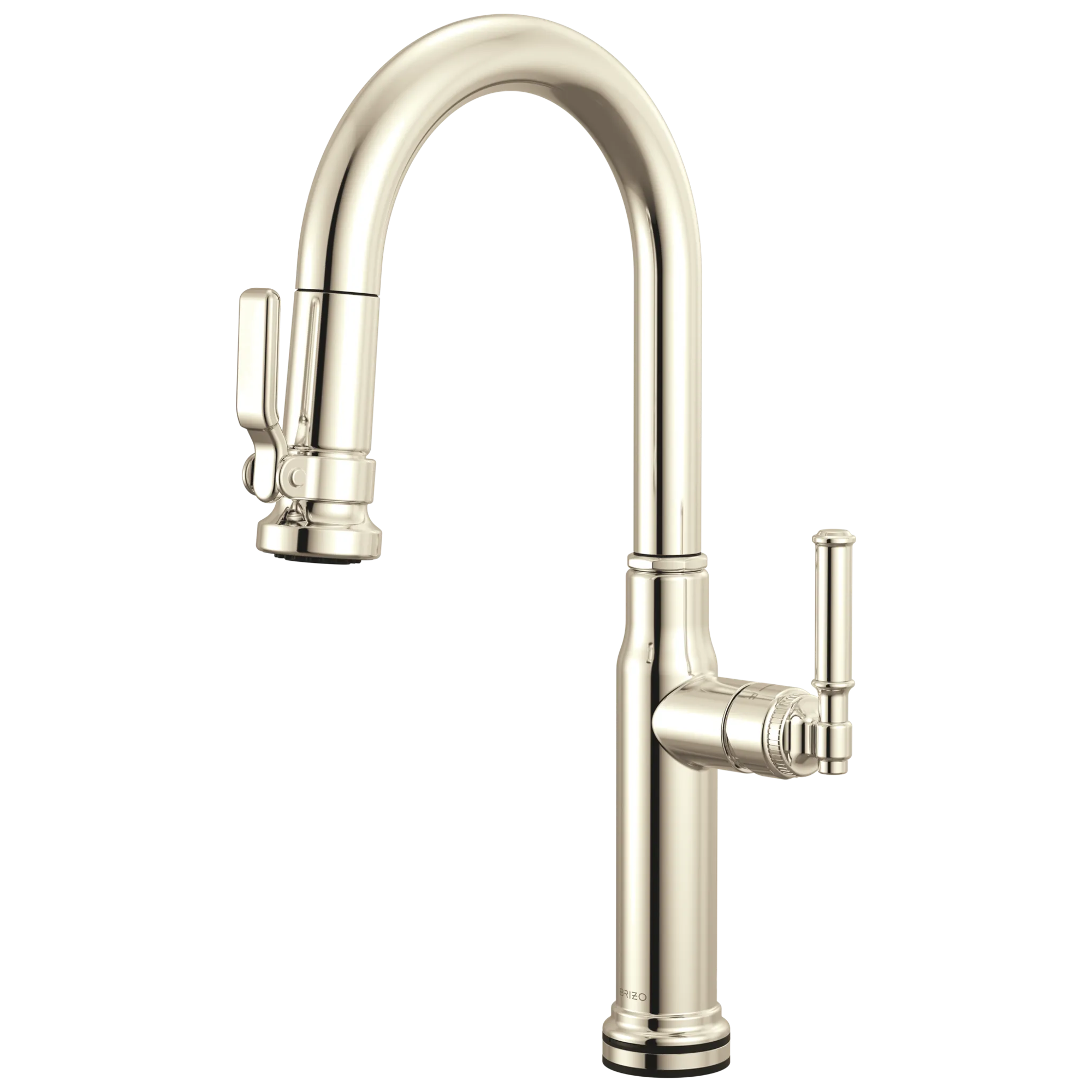Brizo Faircroft Mezcladora Prep Extraíble SmartTouch® — Surtidor en Arco — Níquel Pulido — Manija Coin Edge