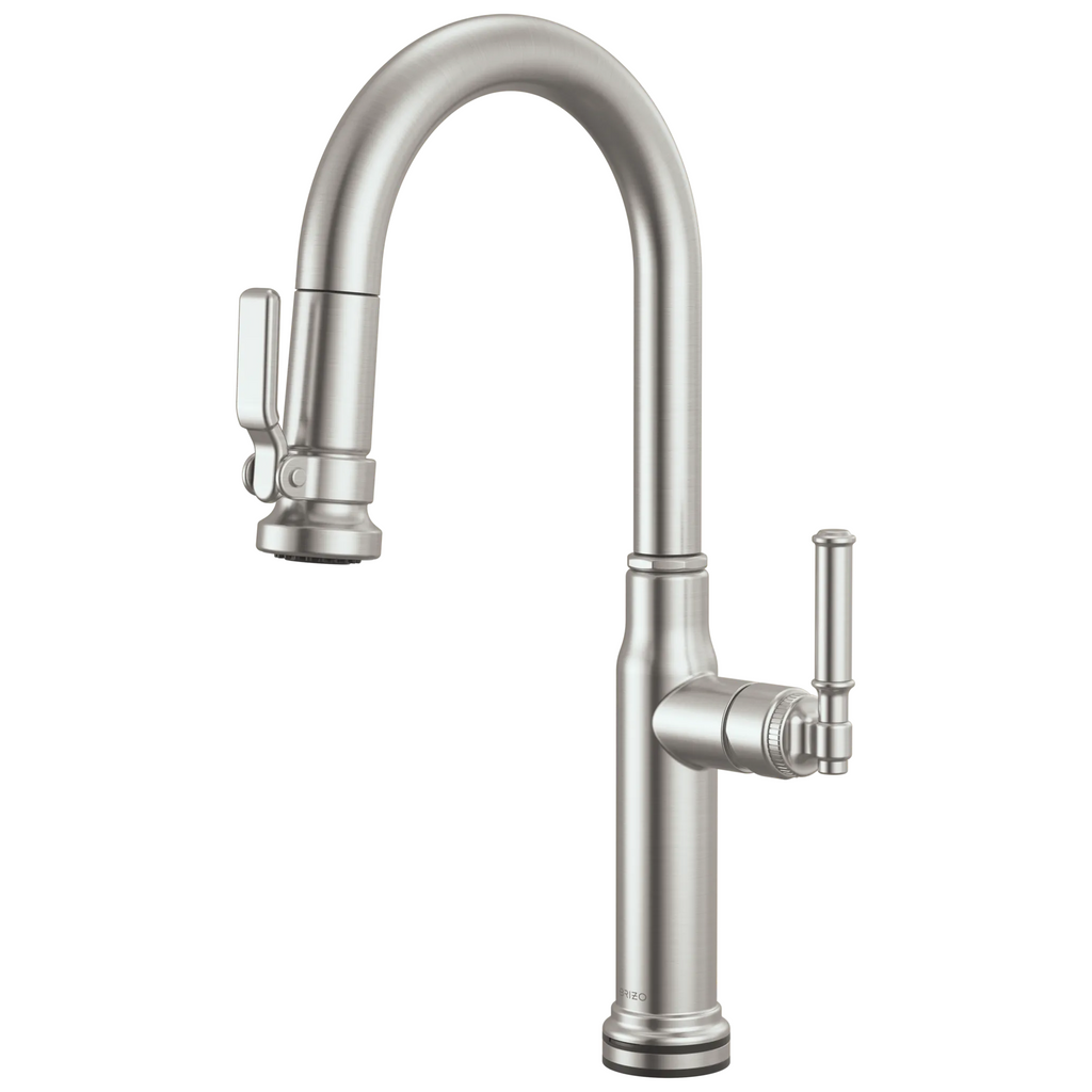 Brizo Faircroft Mezcladora Prep Extraíble SmartTouch® — Surtidor en Arco — Acero Inoxidable — Manija Coin Edge