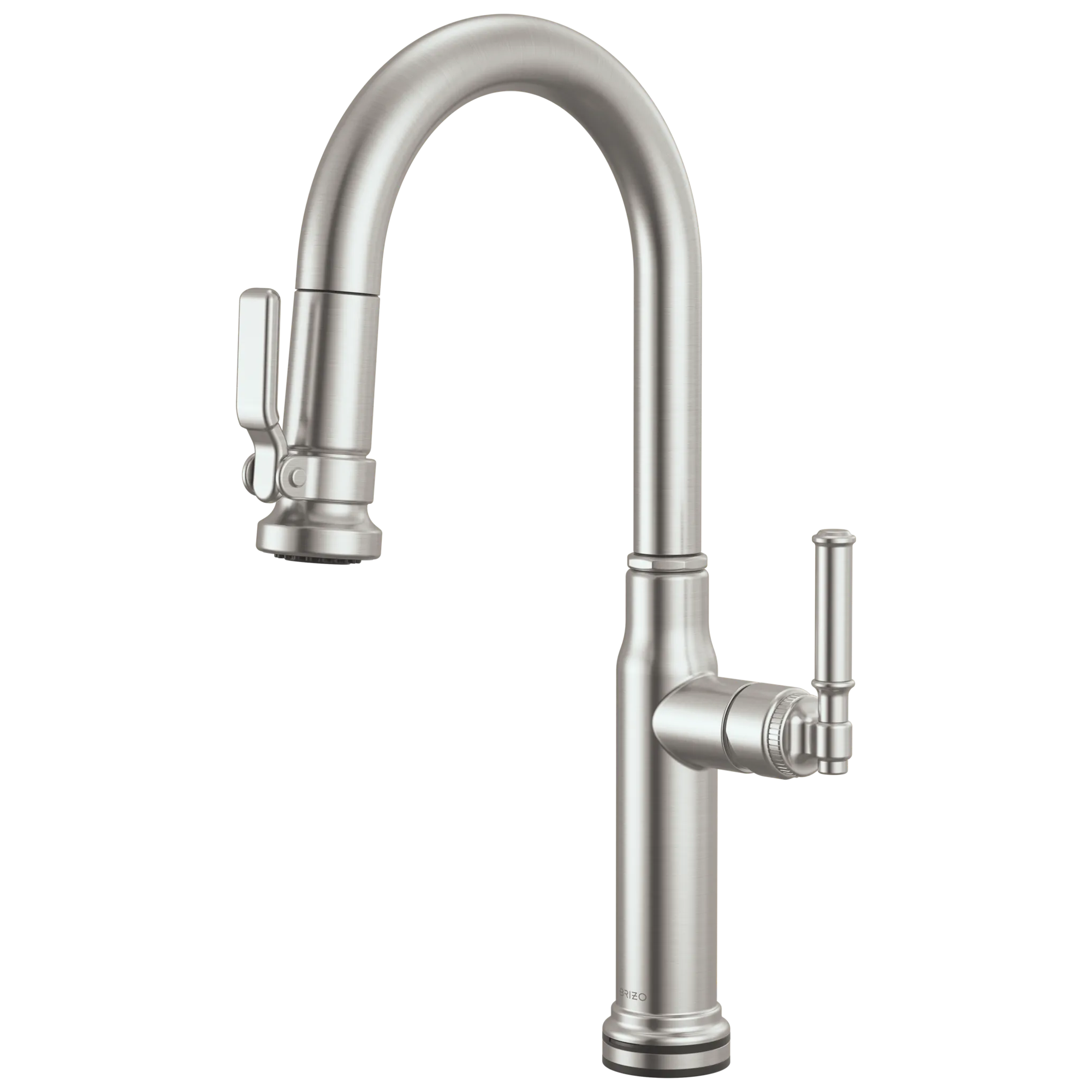 Brizo Faircroft Mezcladora Prep Extraíble SmartTouch® — Surtidor en Arco — Acero Inoxidable — Manija Coin Edge