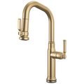Brizo Faircroft Mezcladora Prep Extraíble SmartTouch® — Surtidor en Ángulo — Oro Luxe — Manija Coin Edge