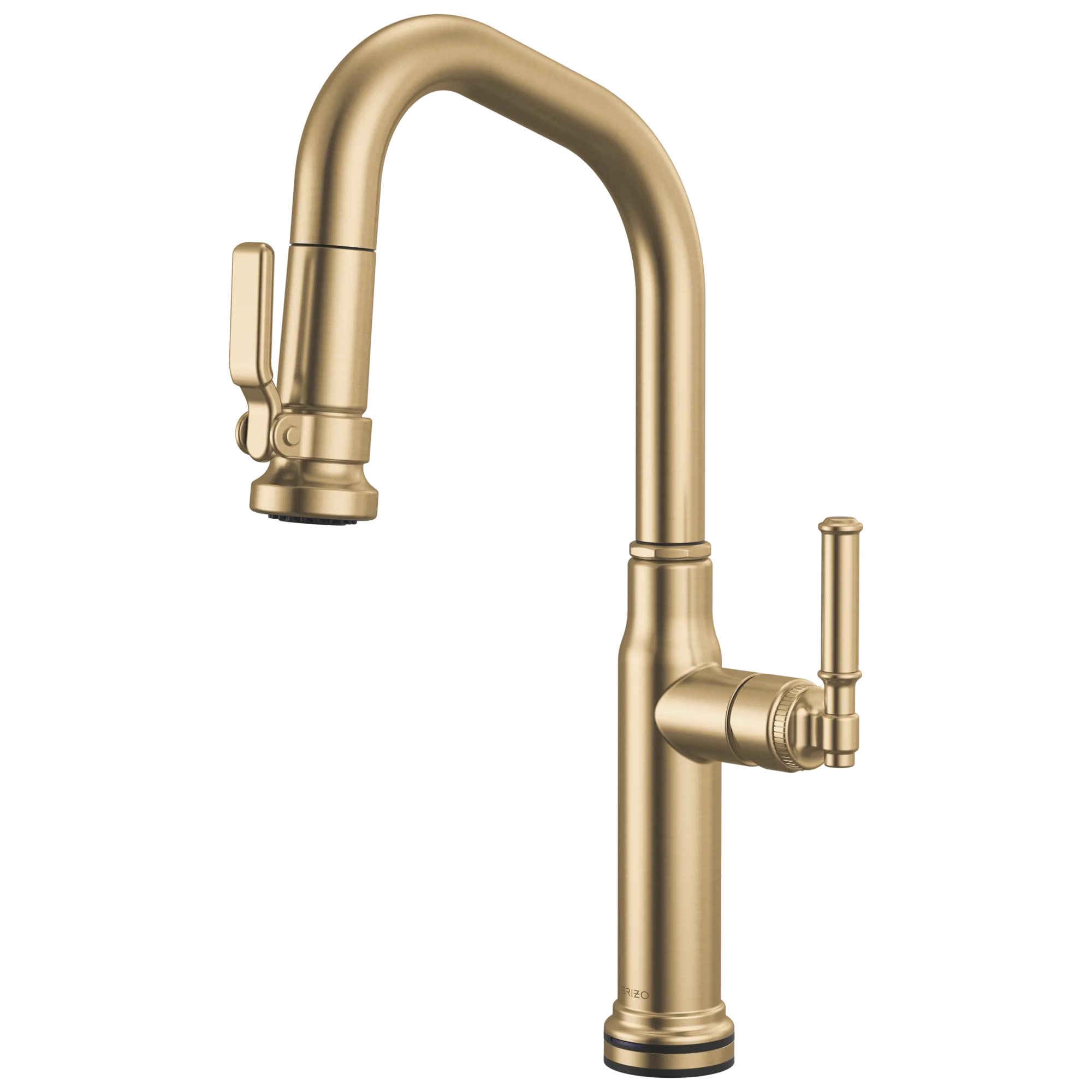Brizo Faircroft Mezcladora Prep Extraíble SmartTouch® — Surtidor en Ángulo — Oro Luxe — Manija Coin Edge