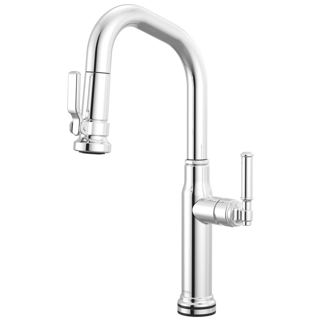 Brizo Faircroft Mezcladora Prep Extraíble SmartTouch® — Surtidor en Ángulo — Cromo — Manija Coin Edge