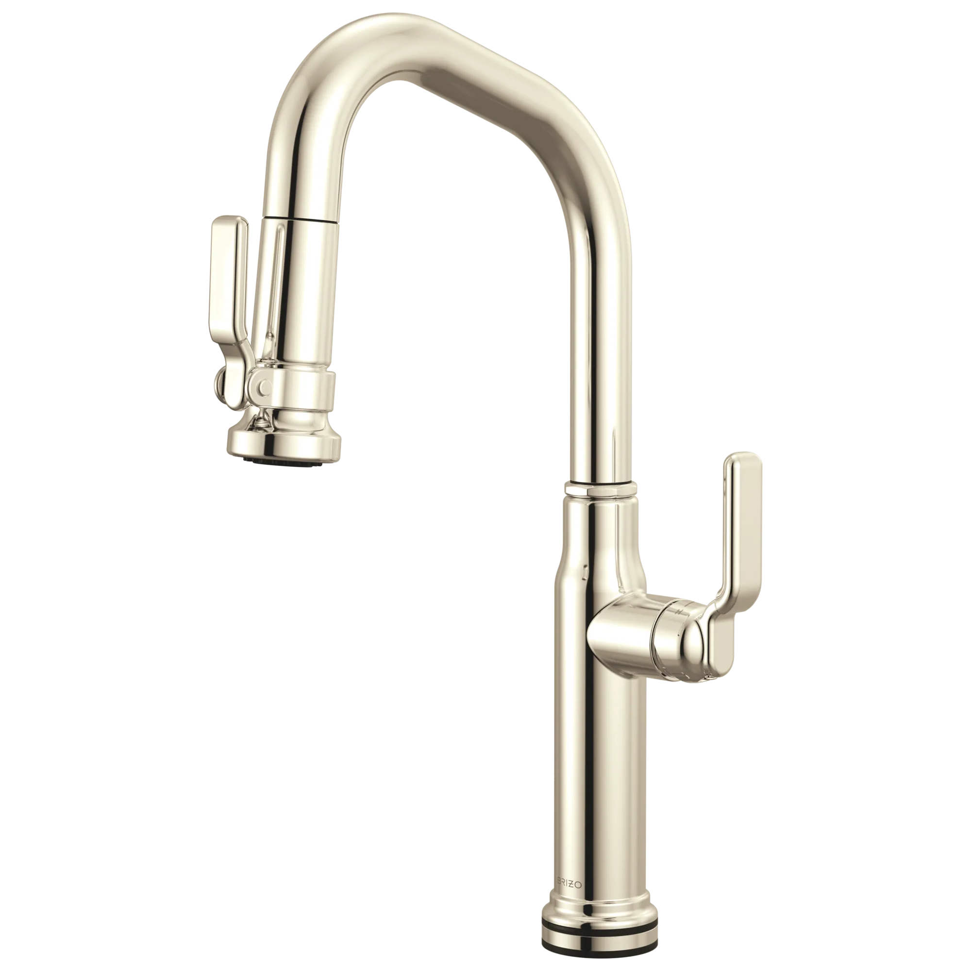 Brizo Faircroft Mezcladora Prep Extraíble SmartTouch® — Surtidor en Ángulo — Níquel Pulido — Manija Industrial
