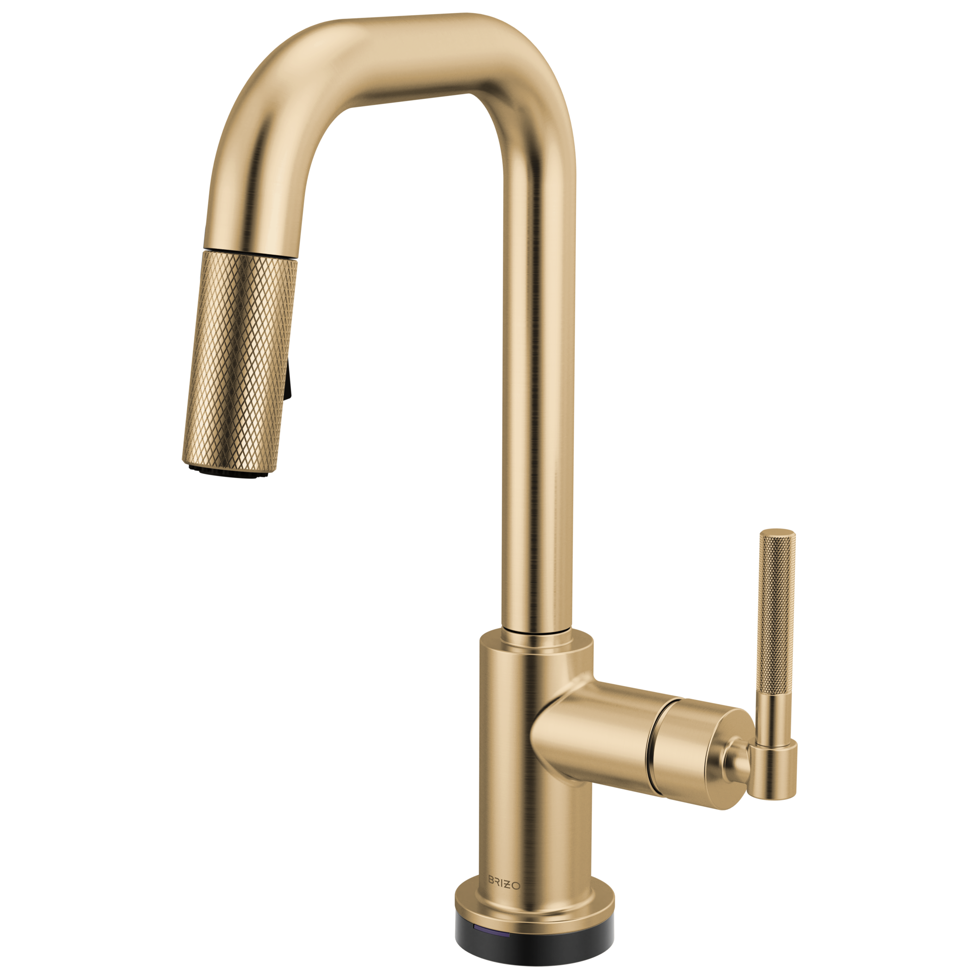 Brizo Litze Mezcladora Prep Extraíble SmartTouch® — Surtidor Cuadrado, Manija Knurled — Oro Luxe