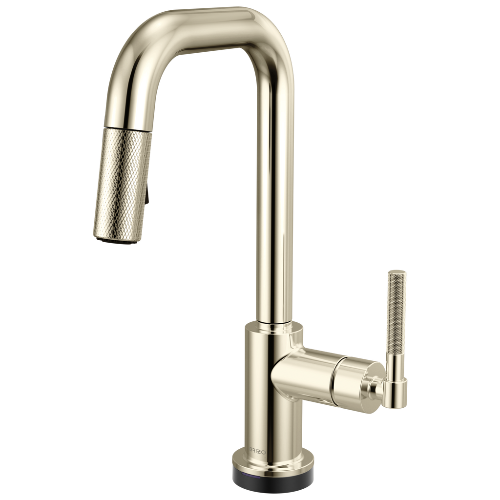 Brizo Litze Mezcladora Prep Extraíble SmartTouch® — Surtidor Cuadrado, Manija Knurled — Níquel Pulido