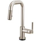 Brizo Litze Mezcladora Prep Extraíble SmartTouch® — Surtidor Cuadrado, Manija Knurled — Acero Inoxidable