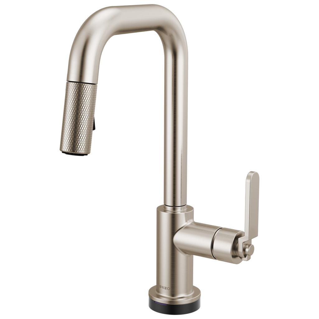 Brizo Litze Mezcladora Prep Extraíble SmartTouch® — Surtidor Cuadrado, Manija Industrial — Acero Inoxidable