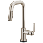 Brizo Litze Mezcladora Prep Extraíble SmartTouch® — Surtidor Cuadrado, Manija Industrial — Acero Inoxidable