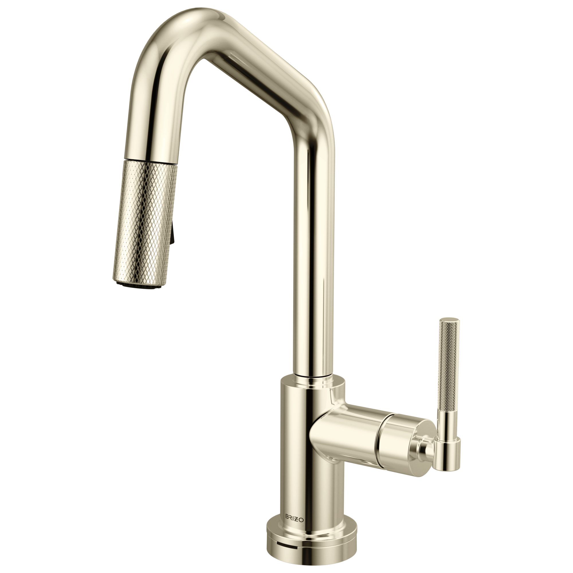 Brizo Litze Mezcladora Prep Extraíble SmartTouch® — Surtidor en Ángulo, Manija Knurled — Níquel Pulido