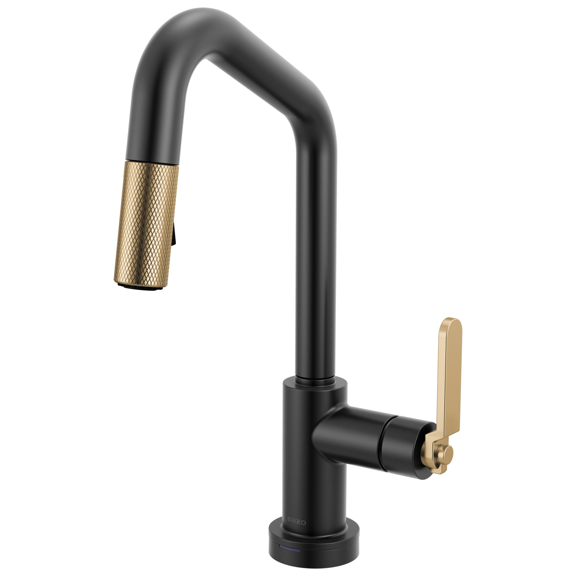 Brizo Litze Mezcladora Prep Extraíble SmartTouch® — Surtidor en Ángulo, Manija Industrial — Negro Mate/Oro Luxe