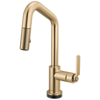 Brizo Litze Mezcladora Prep Extraíble SmartTouch® — Surtidor en Ángulo, Manija Industrial — Oro Luxe