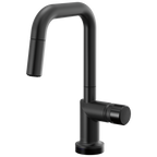 Brizo Odin Mezcladora Prep Extraíble SmartTouch® — Surtidor Cuadrado — Negro Mate — Perilla con Cristal Negro