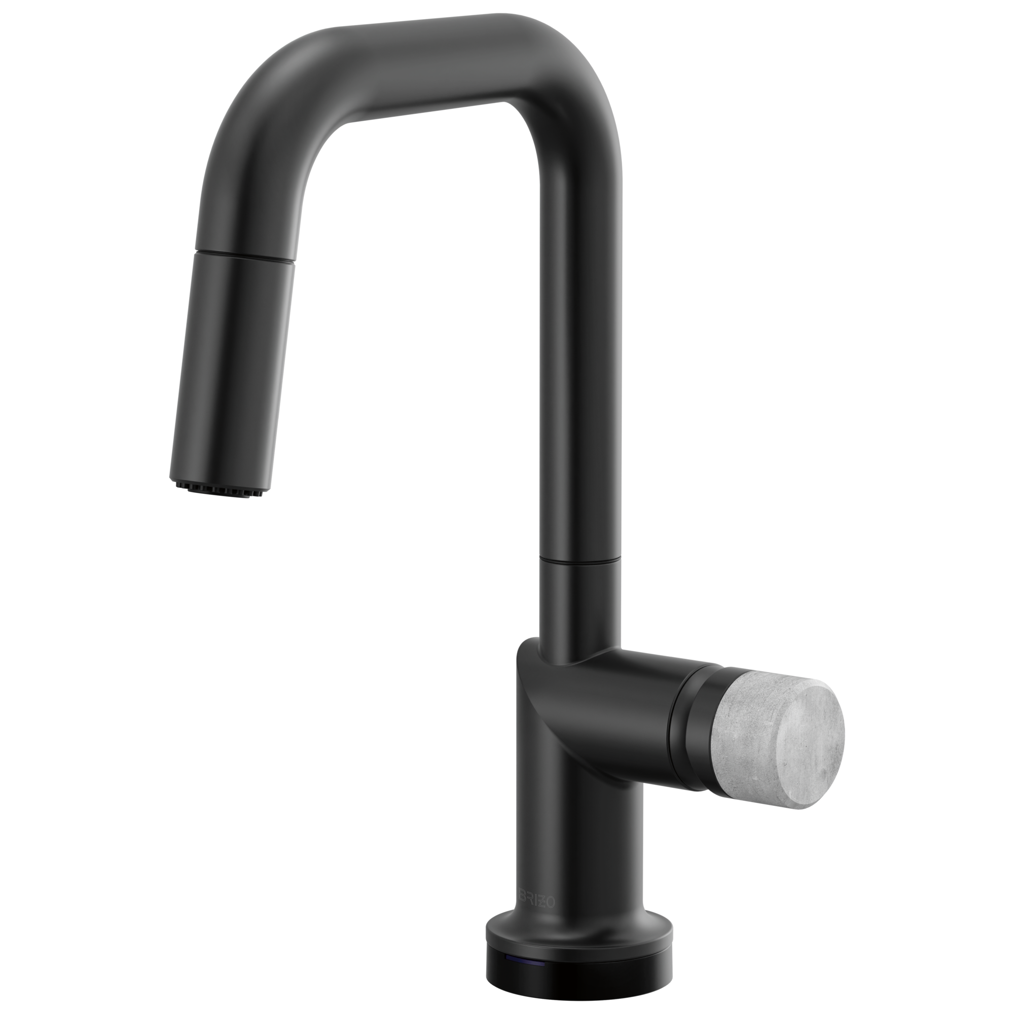 Brizo Odin Mezcladora Prep Extraíble SmartTouch® — Surtidor Cuadrado — Negro Mate — Perilla de Concreto