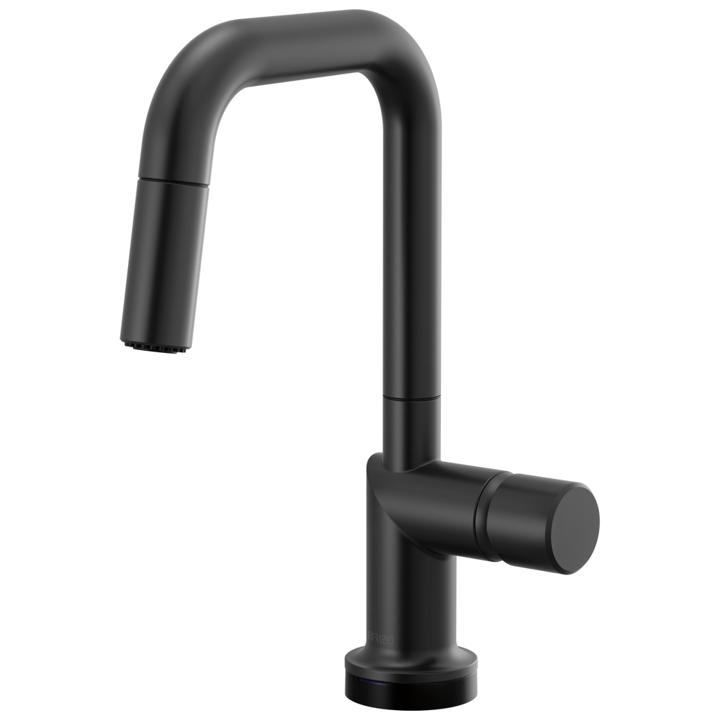 Brizo Odin Mezcladora Prep Extraíble SmartTouch® — Surtidor Cuadrado — Negro Mate — Perilla Metálica