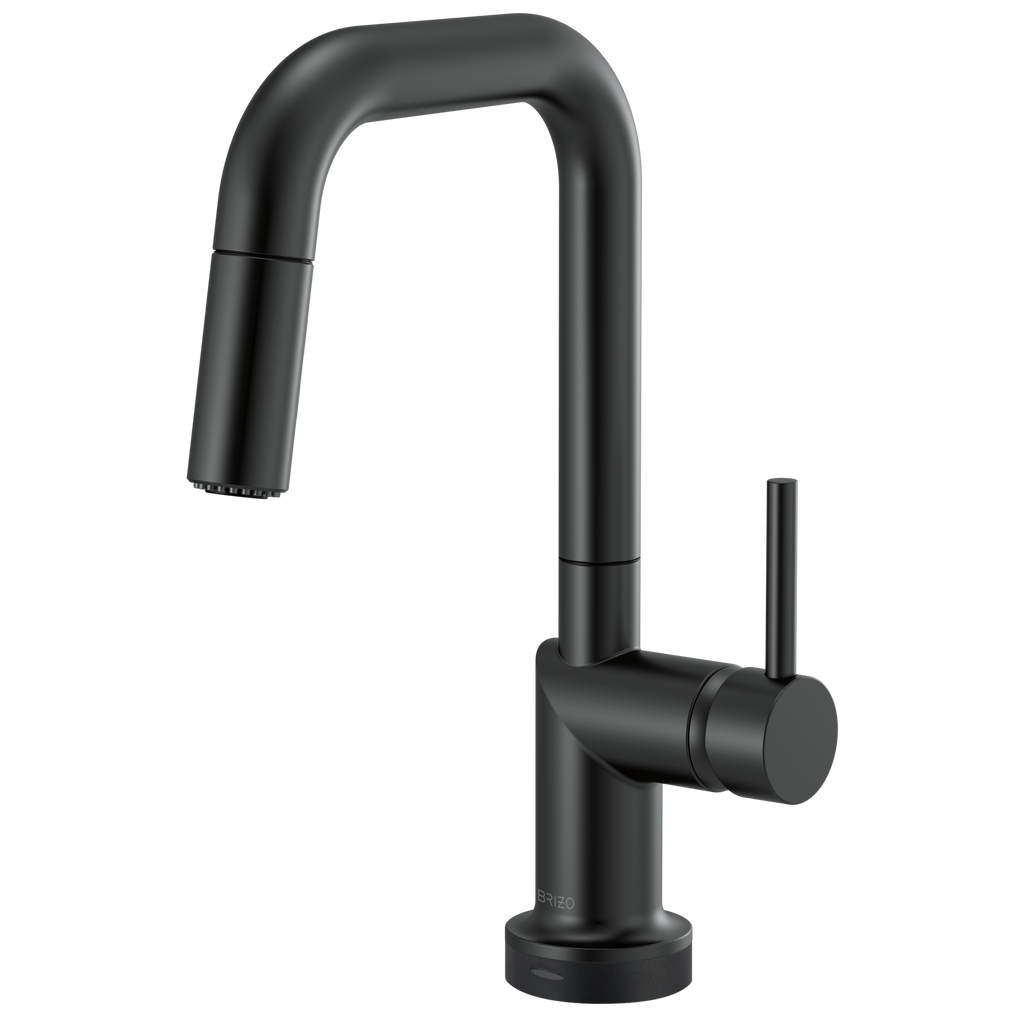 Brizo Odin Mezcladora Prep Extraíble SmartTouch® — Surtidor Cuadrado — Negro Mate — Manija Metálica