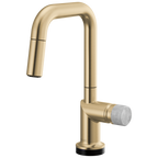 Brizo Odin Mezcladora Prep Extraíble SmartTouch® — Surtidor Cuadrado — Oro Luxe — Perilla de Concreto