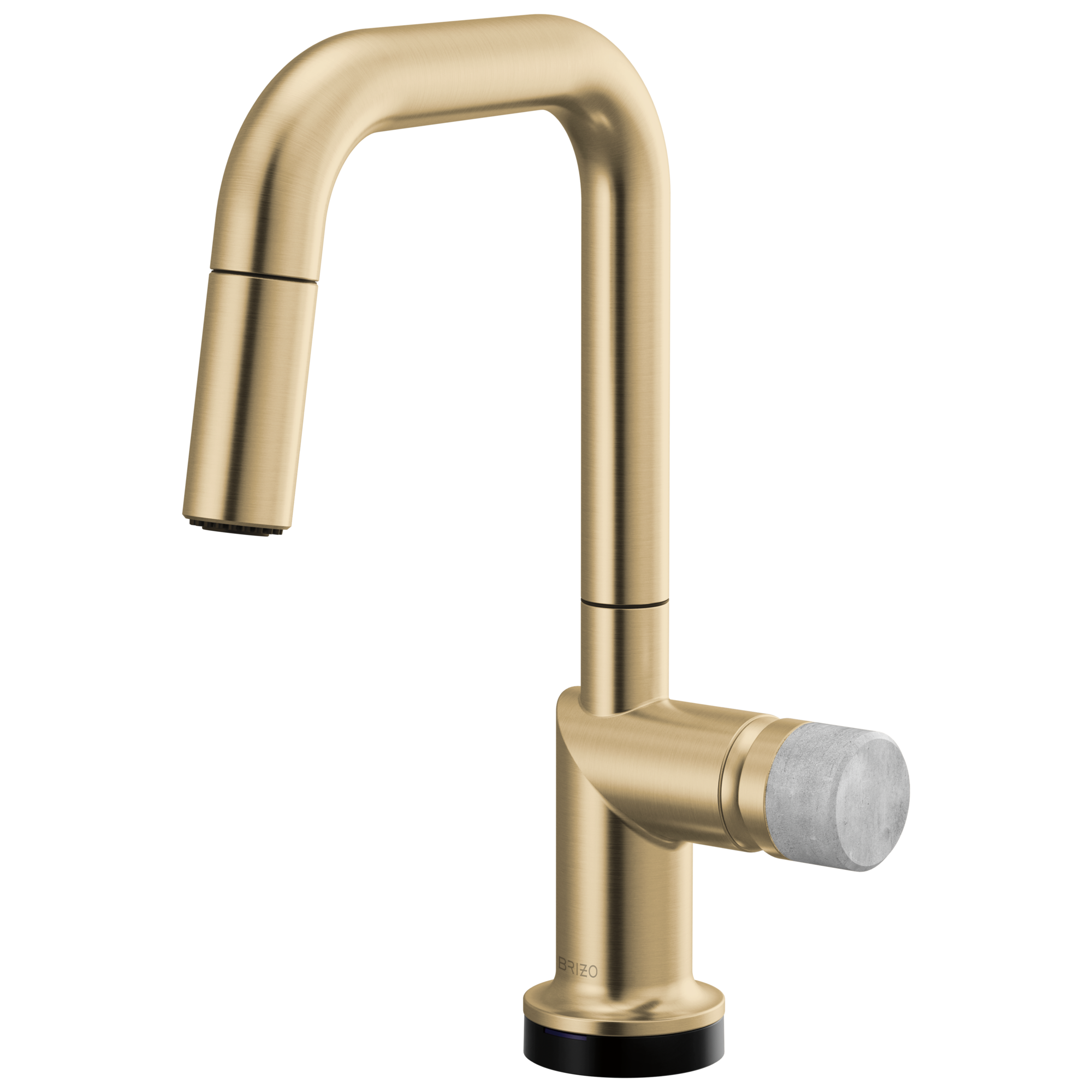 Brizo Odin Mezcladora Prep Extraíble SmartTouch® — Surtidor Cuadrado — Oro Luxe — Perilla de Concreto